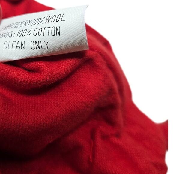 Deadstock Vintage 80s Needlepoint Christmas Stocking Tree Traditional Wool Red - Picture 4 of 6